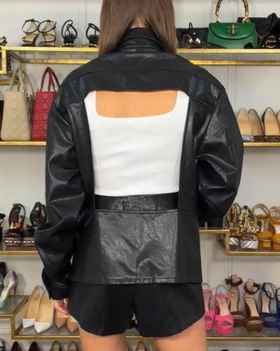 NONCHALANT Stella Black Leather Shorts