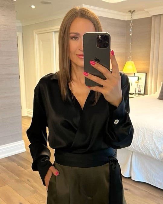 NONCHALANT Thorne Black Silky Top