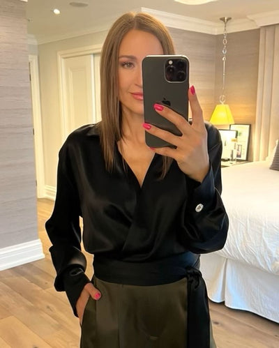 NONCHALANT Thorne Black Silky Top