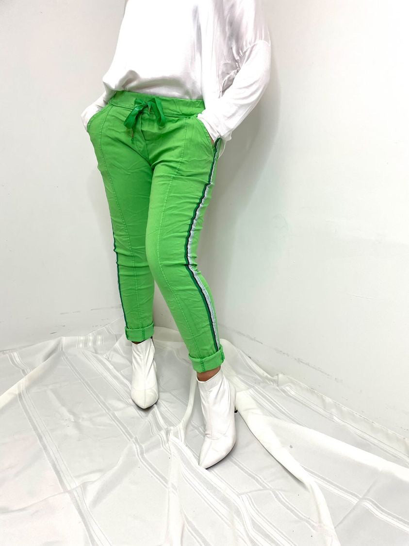 MINI Joggers w Side Sparkle Stripe - Green