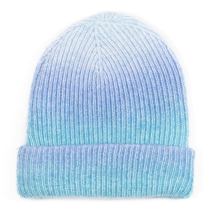 The Pink Door Ribbed Ombré Fold-Over Hat - Ombré Turquoise