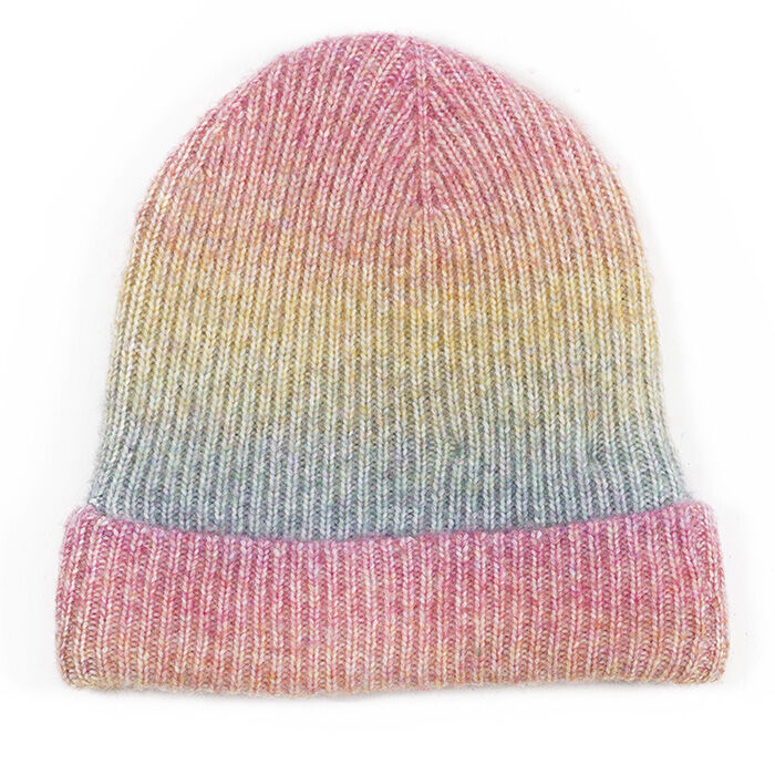 Lyla & Luxe Ribbed Ombré Fold-over Hat - Dark Ombré Marl