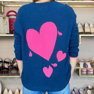 Brodie Melt My Heart Sweater Blue/Neon Pink