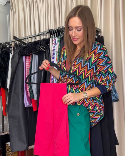 The Pink Door Colourful Neon Zig Zag V-neck Sweater
