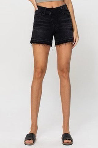 Vervet Black Distressed Denim Shorts