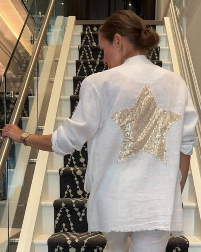VENTI Linen Jacket w Gold Star