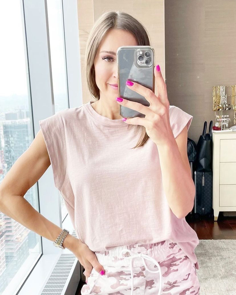 Charlotte&Avery Cap Sleeve Tee Taupe