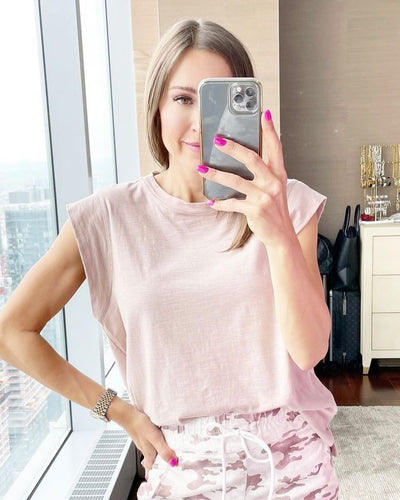 Charlotte&Avery Cap Sleeve Tee Taupe