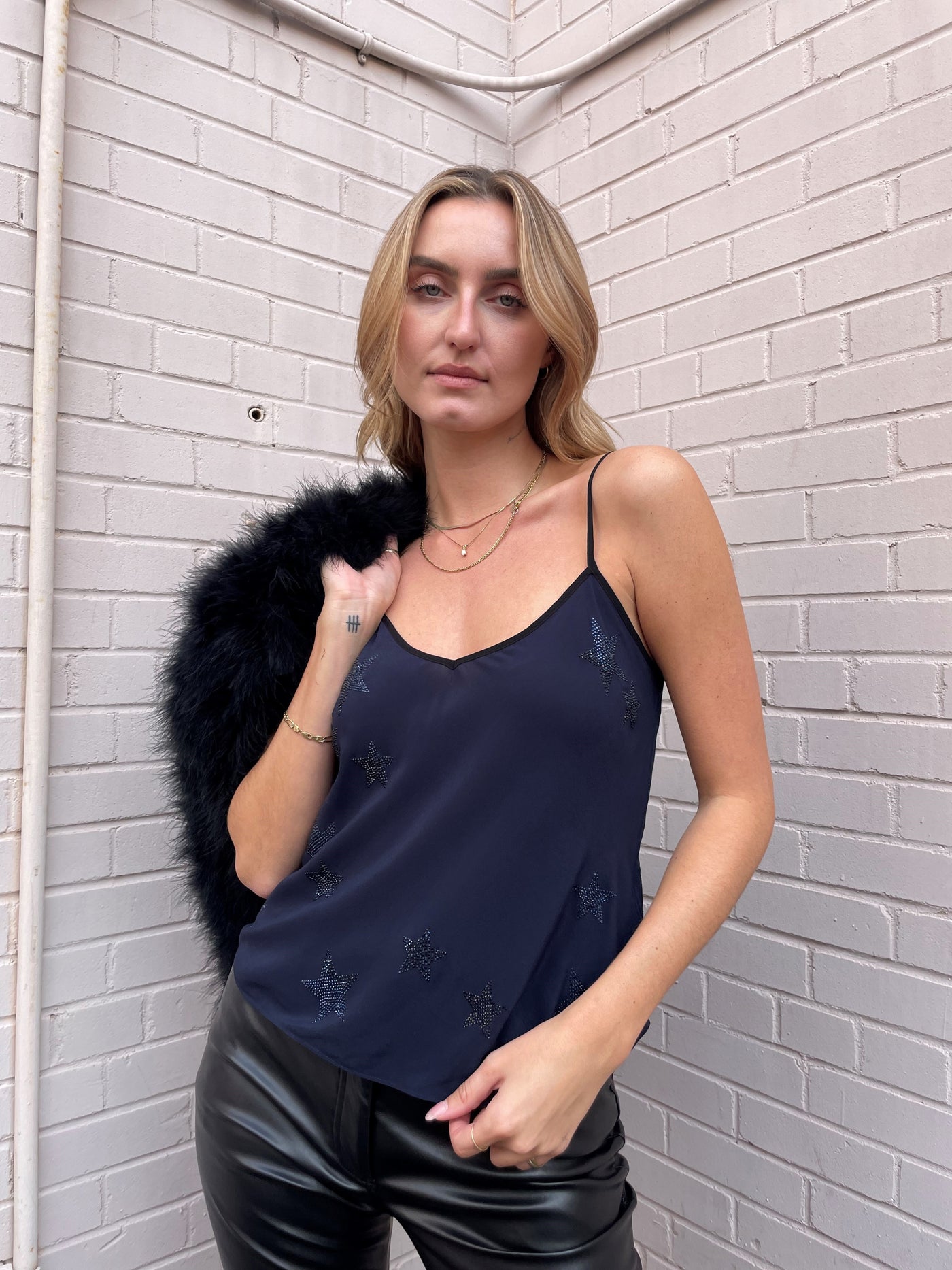 Zadig & Voltaire Strass Embellished Star Cami - Navy