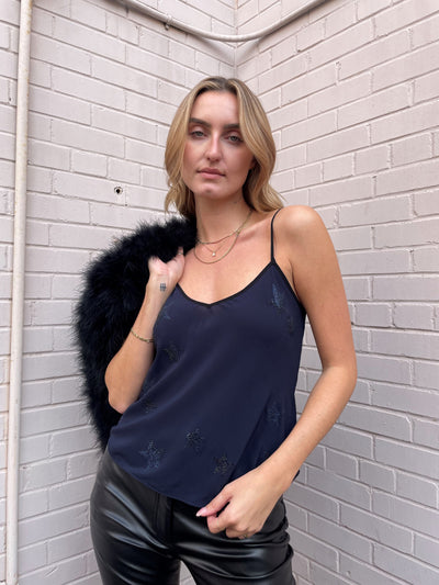Zadig & Voltaire Strass Embellished Star Cami - Navy