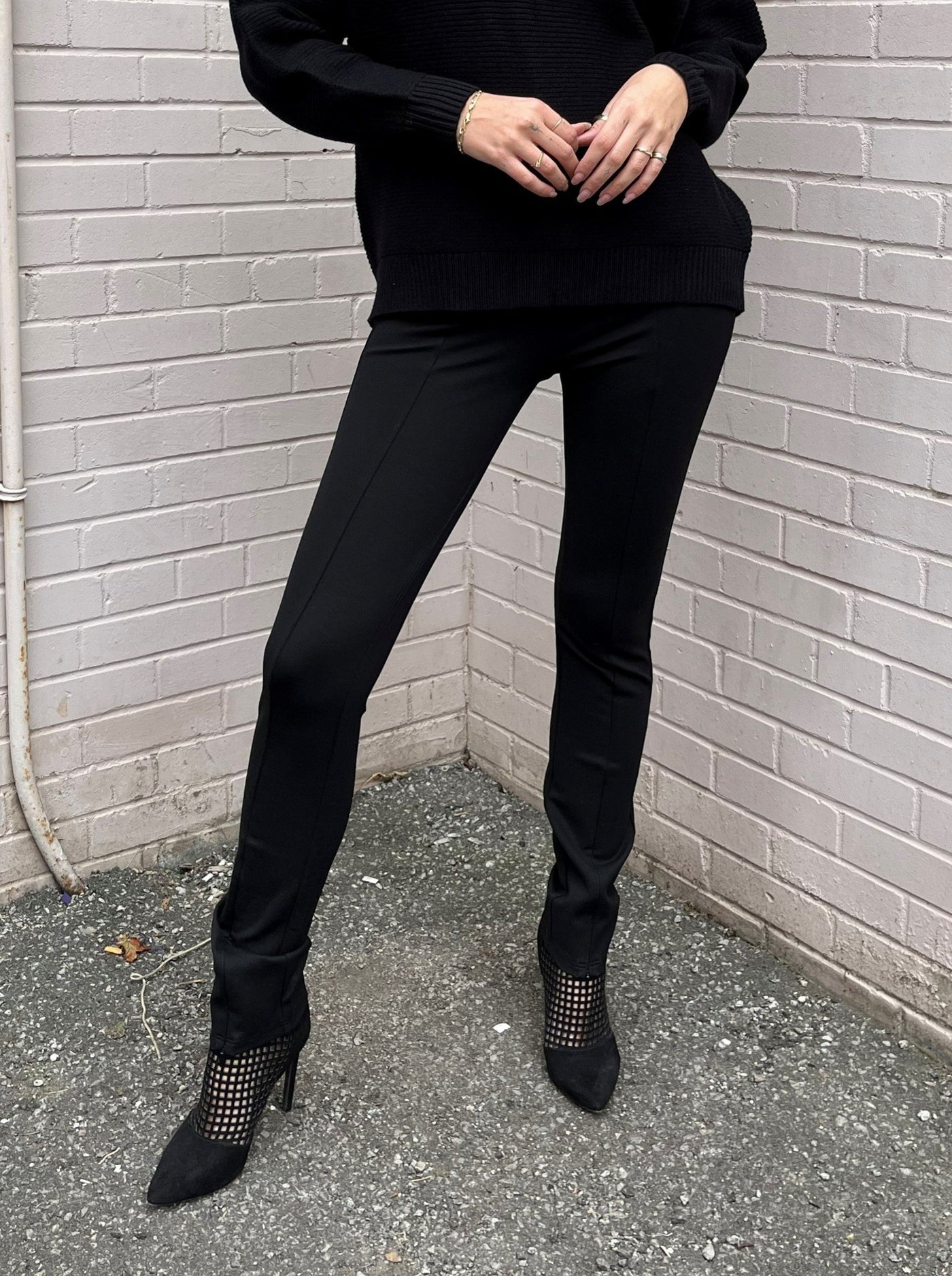 Madison The Label Henley Black Pull On Zip Pants