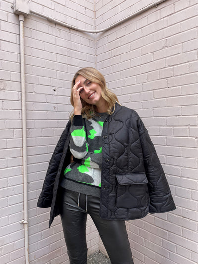 Brodie Cora Camo Sweater - Grey/Neon