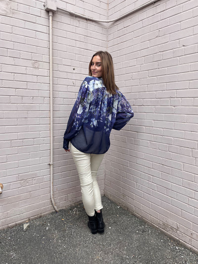 The Pink Door Lavender Floral Top