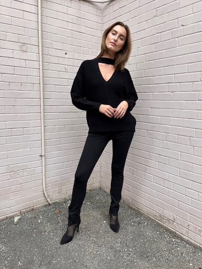 Madison The Label Henley Black Pull On Zip Pants