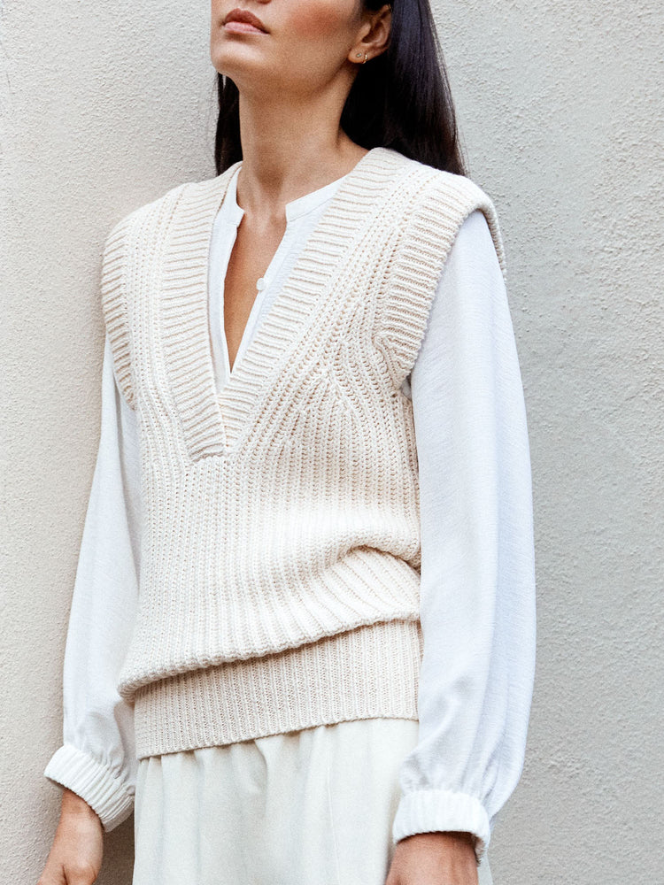 Brochu Walker Uma Sleeves Knit Vest Vanilla