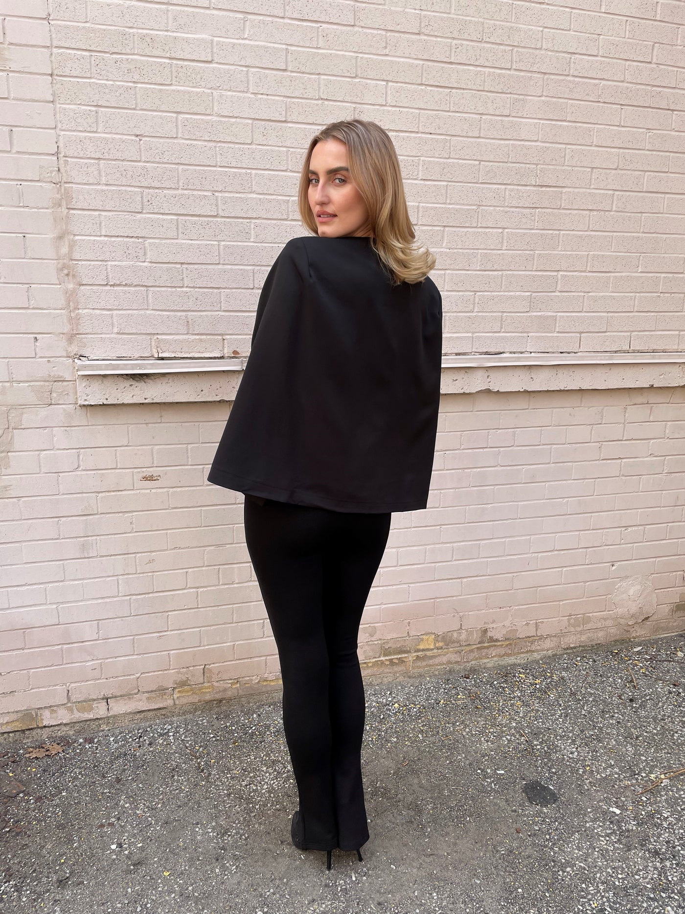 The Pink Door Cape Style Blazer - Black