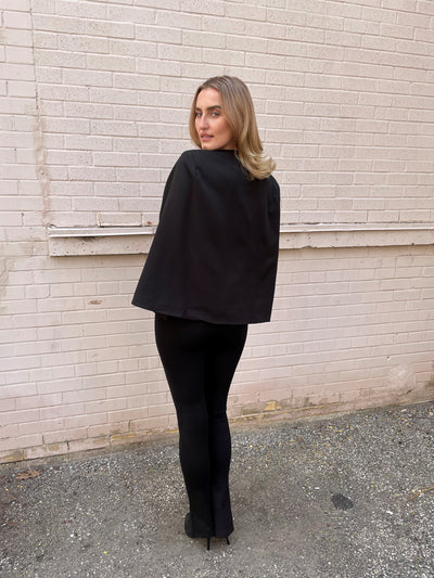 The Pink Door Cape Style Blazer - Black