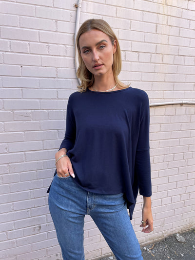 Stark X Soft Solid Wide Body Sweater - Navy