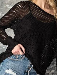 The Pink Door Crew Neck Knit Sweater - Black