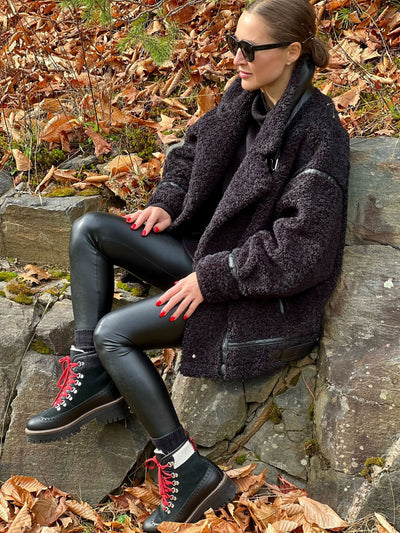 Ammann Lausanne Black Leather & Suede Ankle Boots w/ Calf Hair