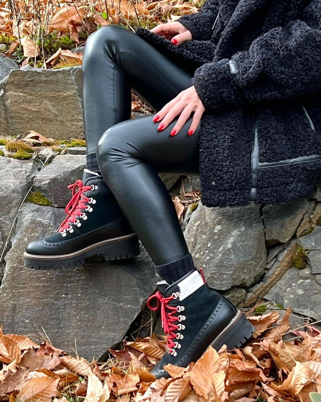 Ammann Lausanne Black Leather & Suede Ankle Boots w/ Calf Hair