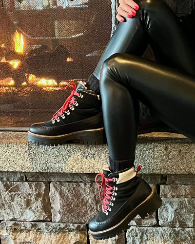 Ammann Lausanne Black Leather & Suede Ankle Boots w/ Calf Hair