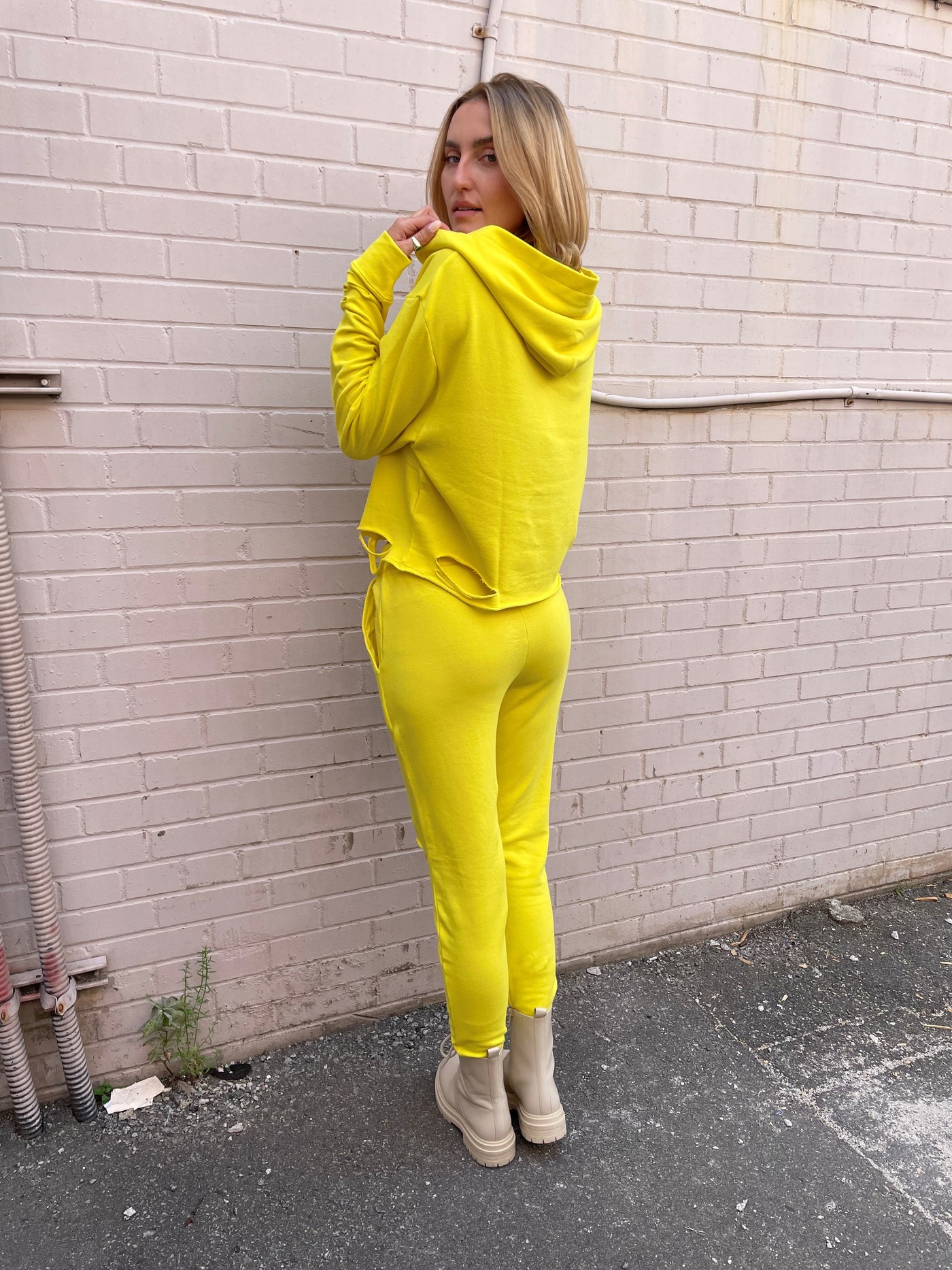CHRLDR Chloe Bright Yellow Cutout Hoodie