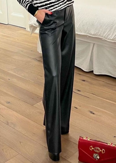 ILTM Yaelle Pull On Black Faux Leather Straight Leg Pants