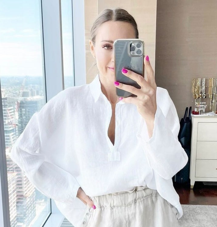 Meo Meli Oversized Linen Shirt - White