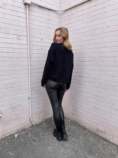 Style Reform Black Sweatshirt w/ White Hearts