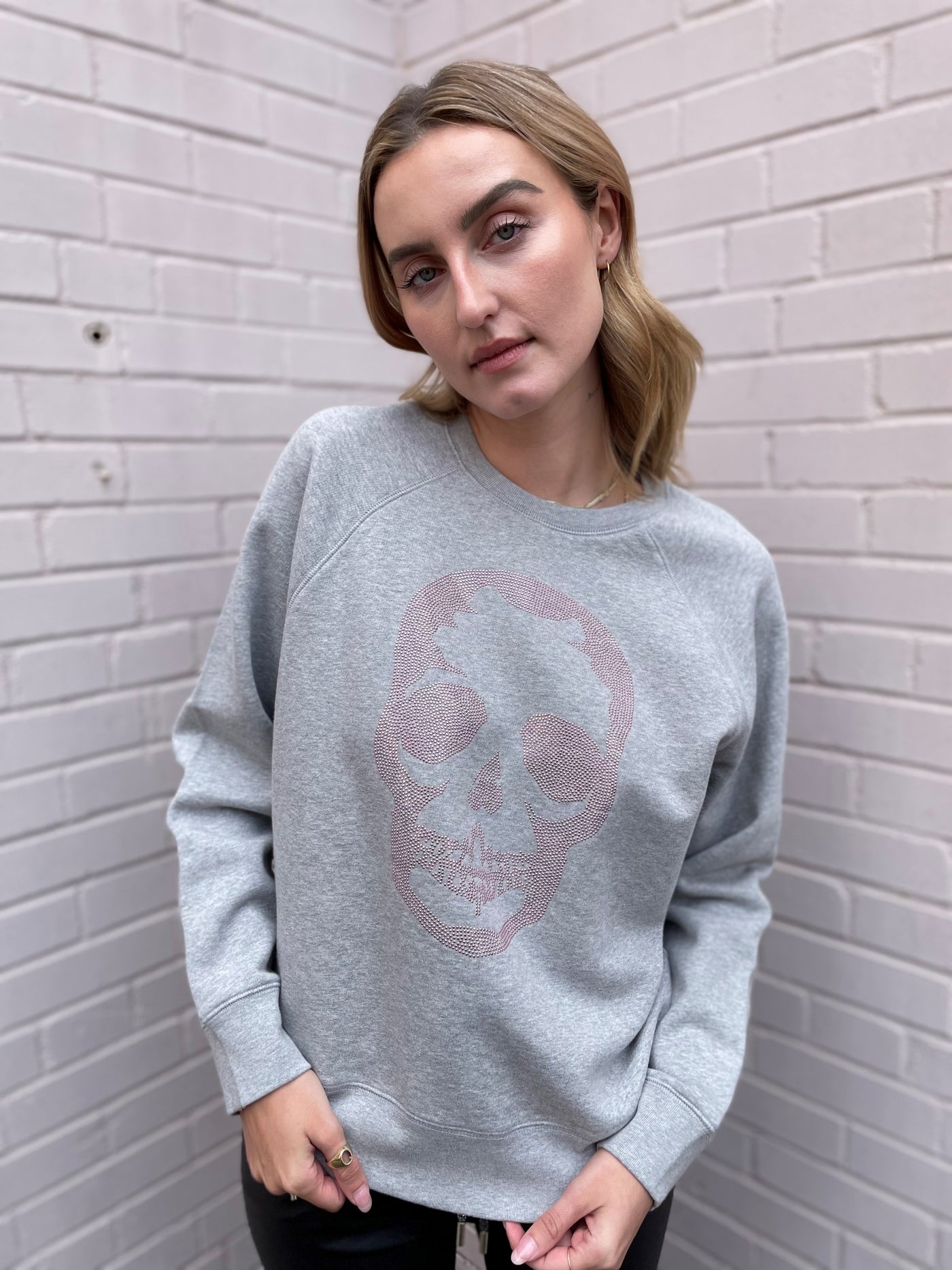 Zadig & Voltaire Skull Strass Rhinestone Sweatshirt - Grey