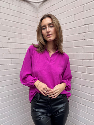 The Pink Door Magenta Oversized Blouse