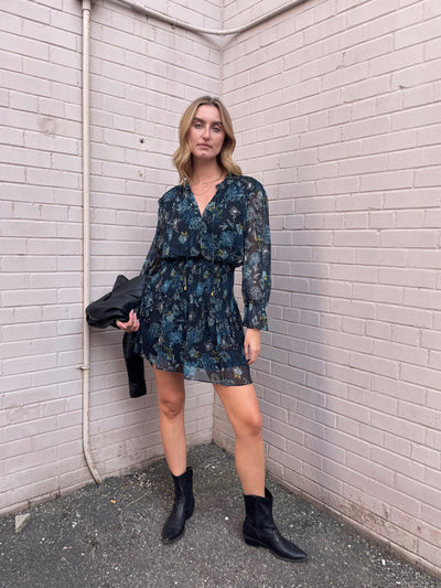 Bishop + Young Marmont Floral Print Boho Dress - Jasmine Teal