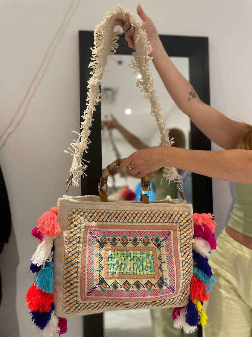 The Pink Door Tassel Bag w Wide Strap
