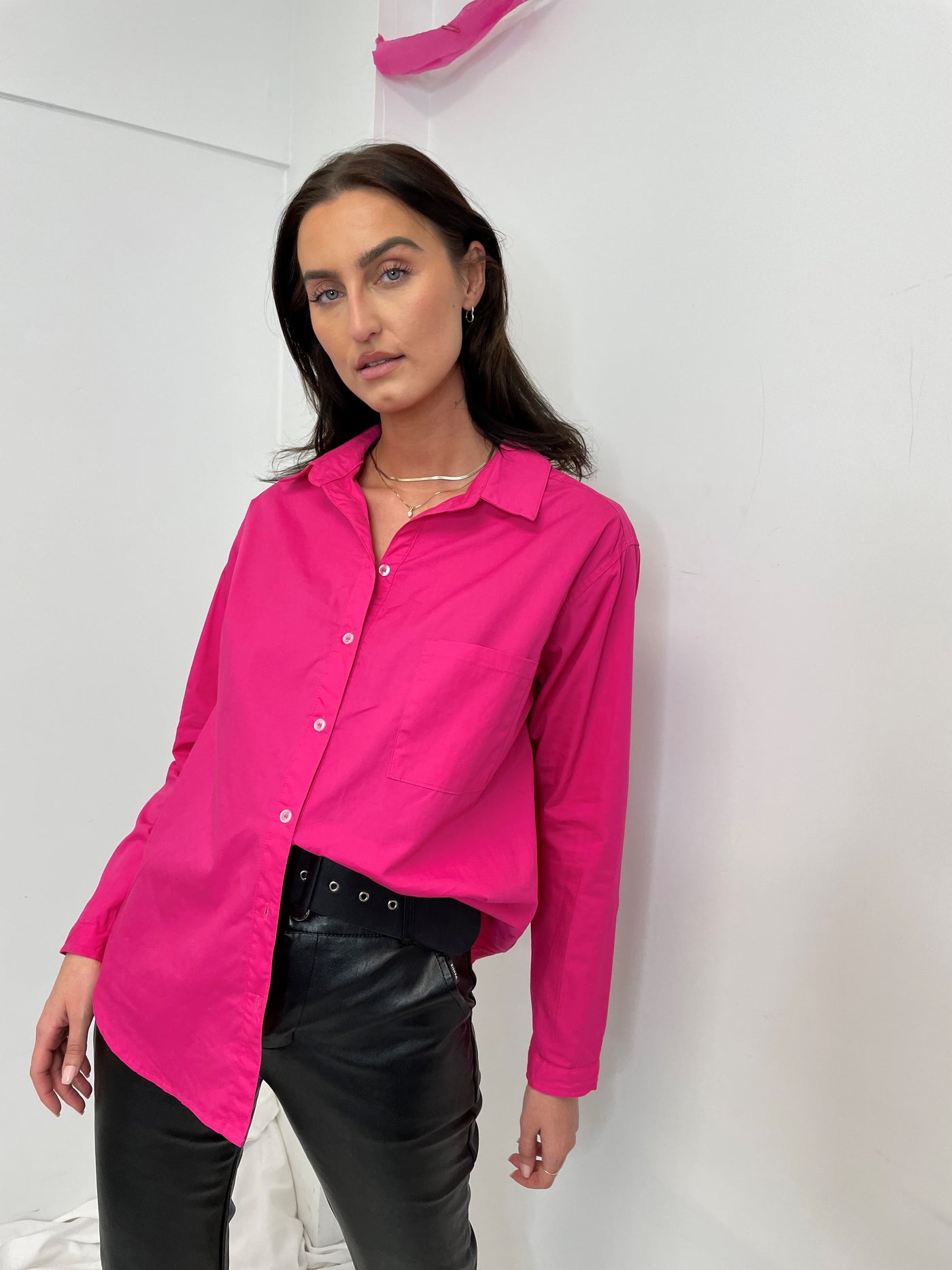 Crescent Oversized Shirt Fuschia