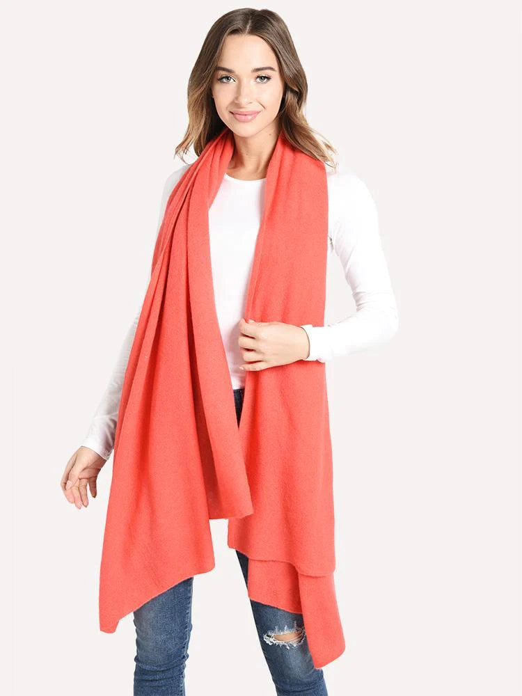 White + Warren 100% Cashmere Travel Wrap - Bright Poppy