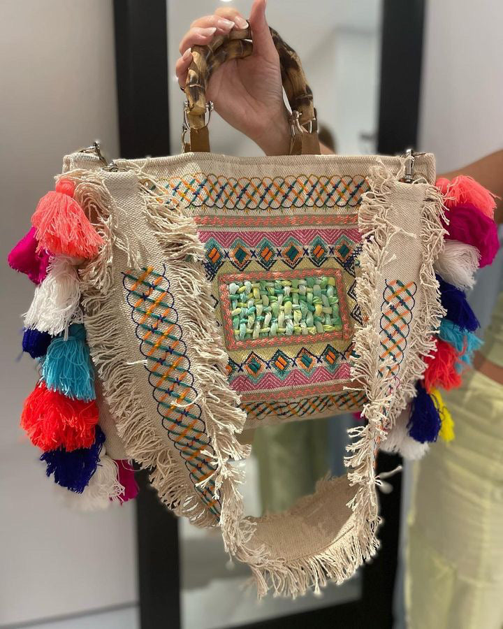 The Pink Door Tassel Bag w Wide Strap