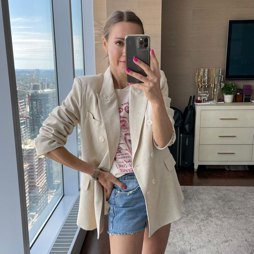 Deluc Kika Linen Blazer - Light Sand