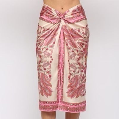FATE Twist Front Scarf Print Skirt