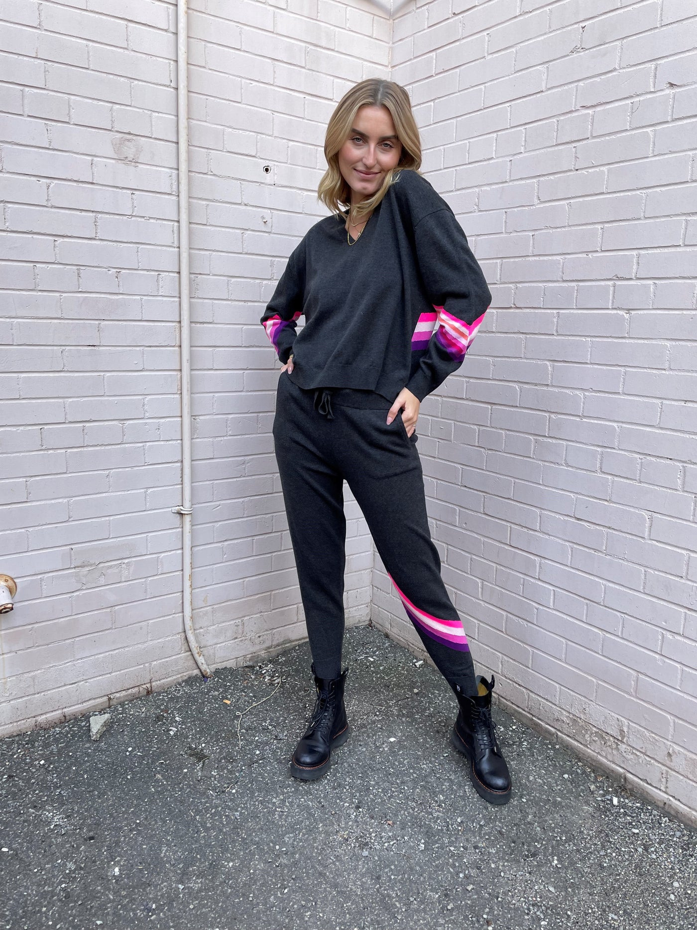 WISPR Funky Chevron Stripe Jogger - Violet