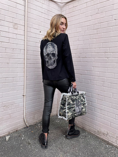 Hipchik Green Camo Fringe Bag w/ Skull Rhinestone
