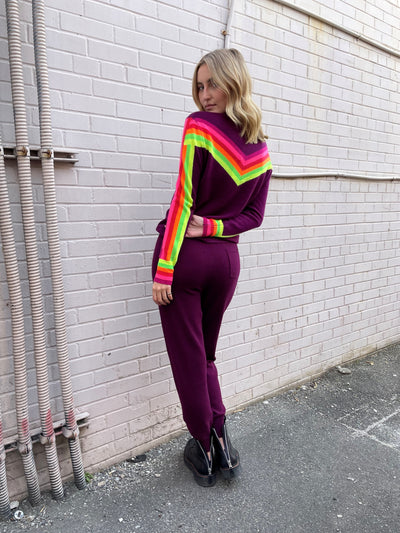 Brodie Rainbow Chevron Sweater - Aubergine
