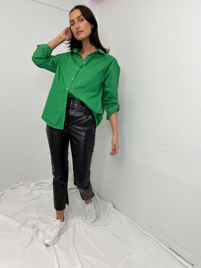 Crescent Oversized Shirt Emerald Green