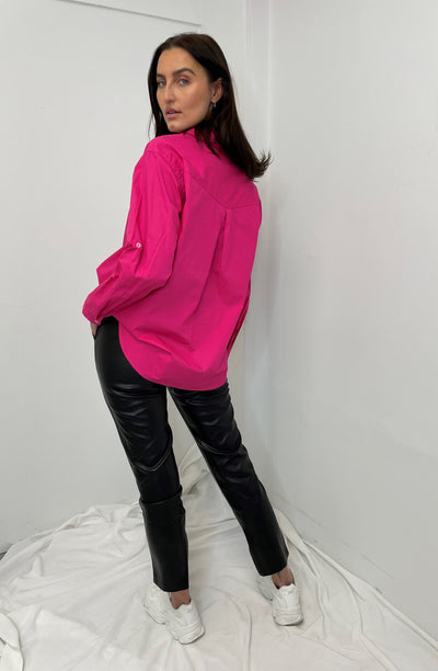 Crescent Oversized Shirt Fuschia