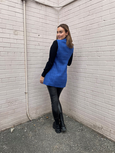 The Pink Door Long Tweed Vest - Royal