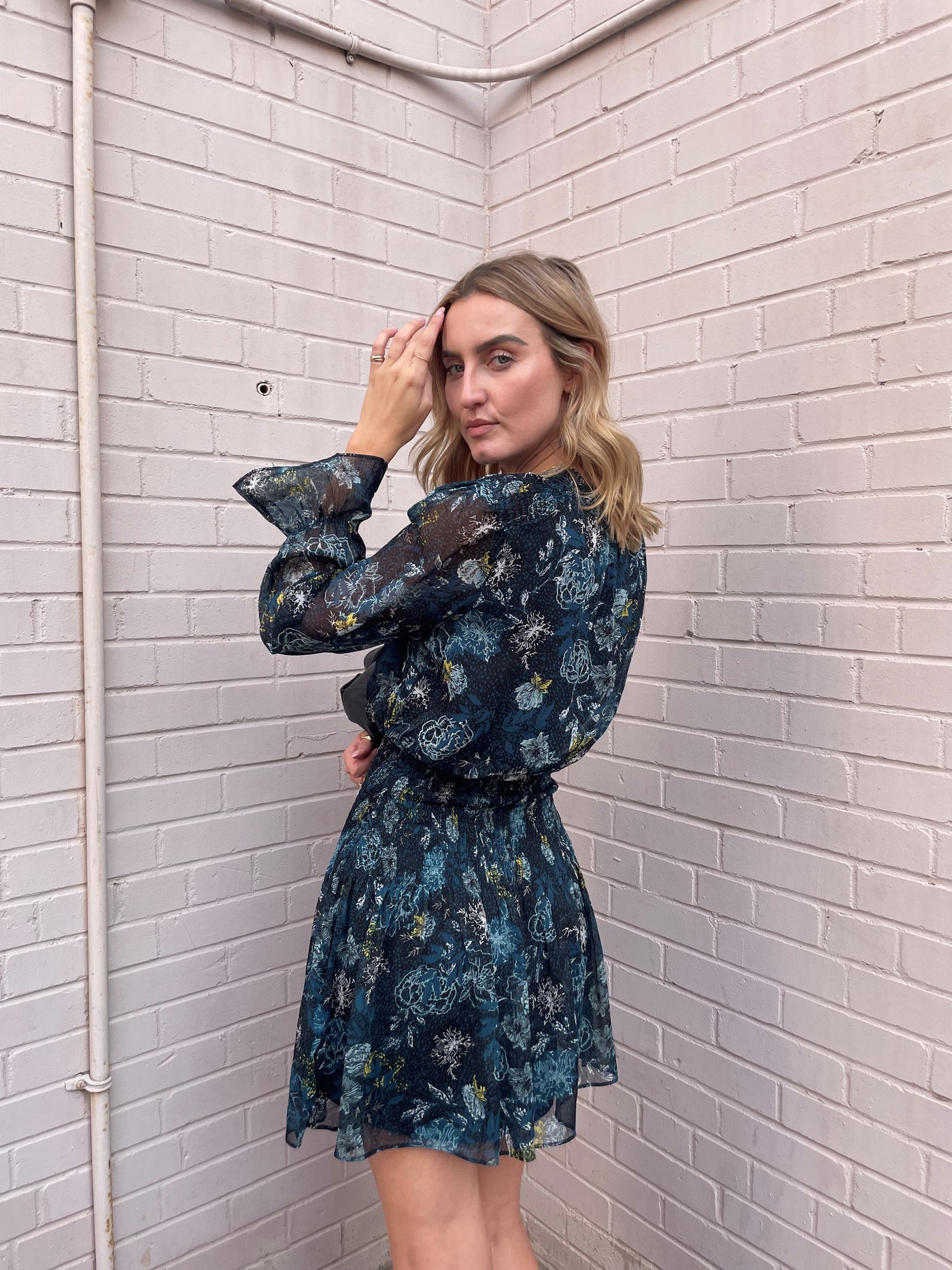 Bishop + Young Marmont Floral Print Boho Dress - Jasmine Teal