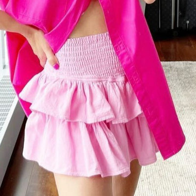 Blanco Cotton Ruffle Skort - Pink