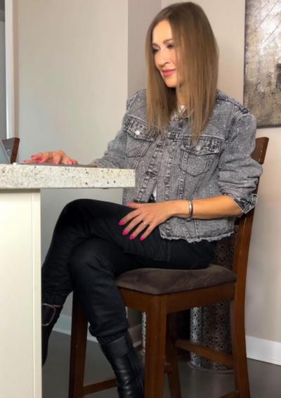 The Pink Door Rhinestone Black Denim Jacket