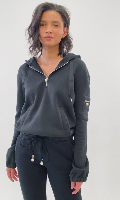 Generation Love Jackie Pearl Zipper Sweatshirt Black