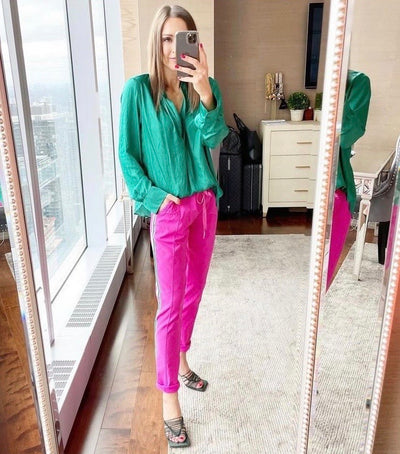 MINI Joggers w Side Sparkle Stripe - Hot Pink
